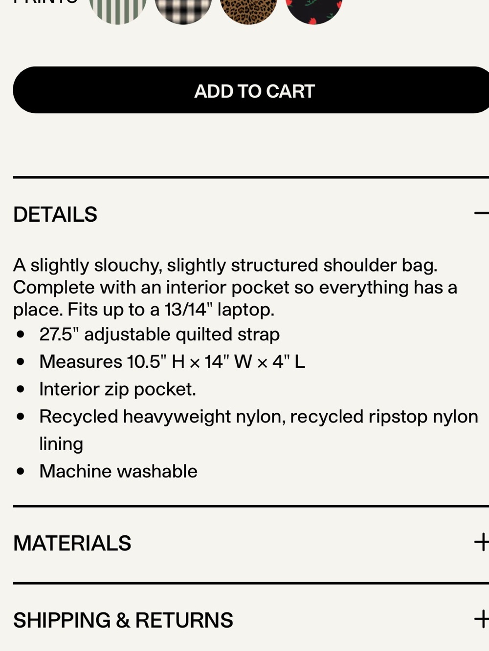 Baggu Nylon Shoulder Bag Coffee - Picture 4 of 6